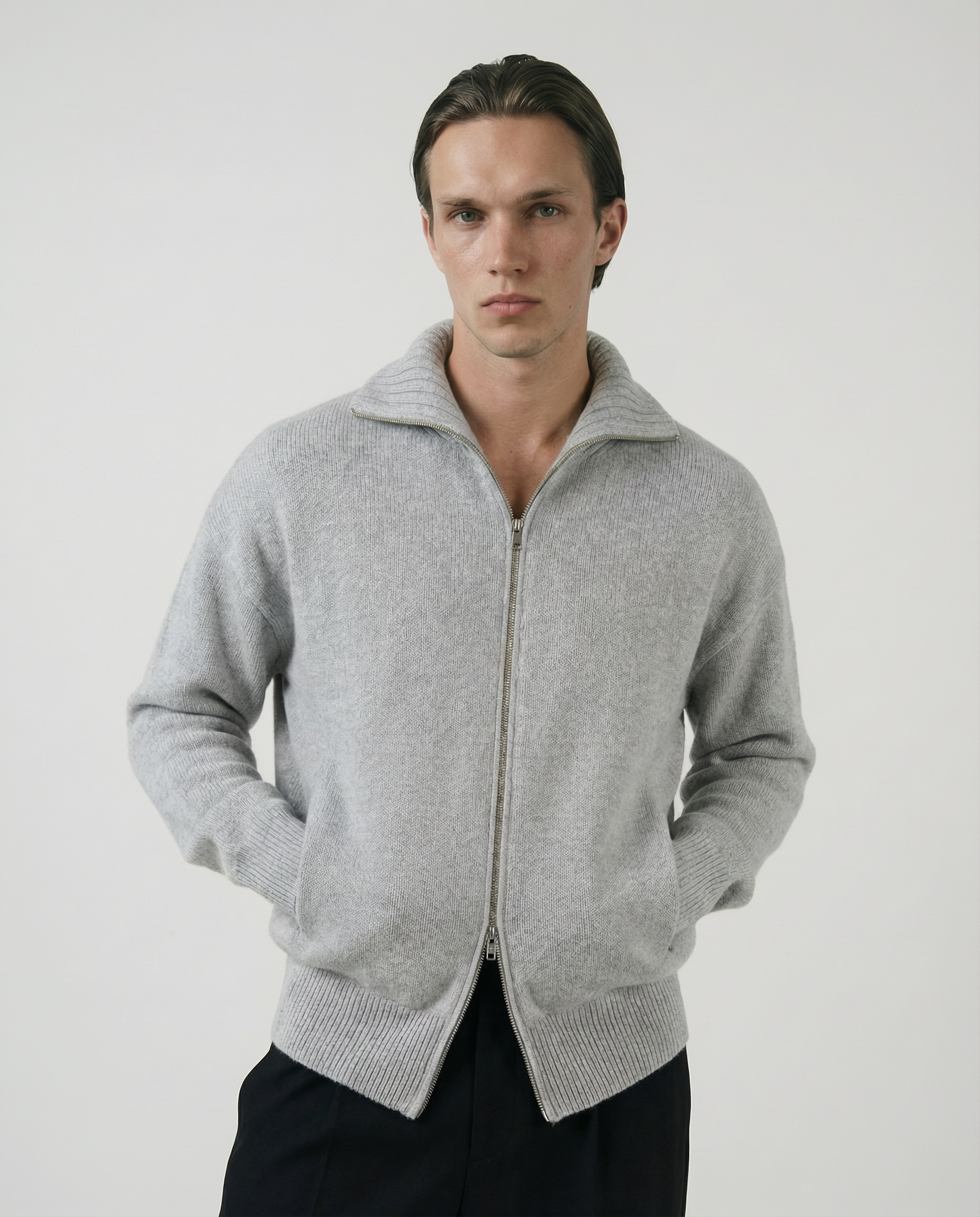 Portico Cardigan, Light Grey