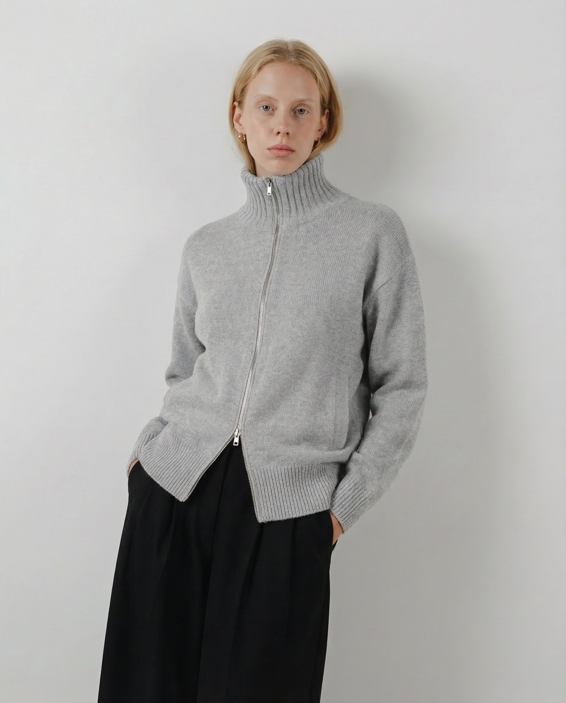 Portico Cardigan, Light Grey