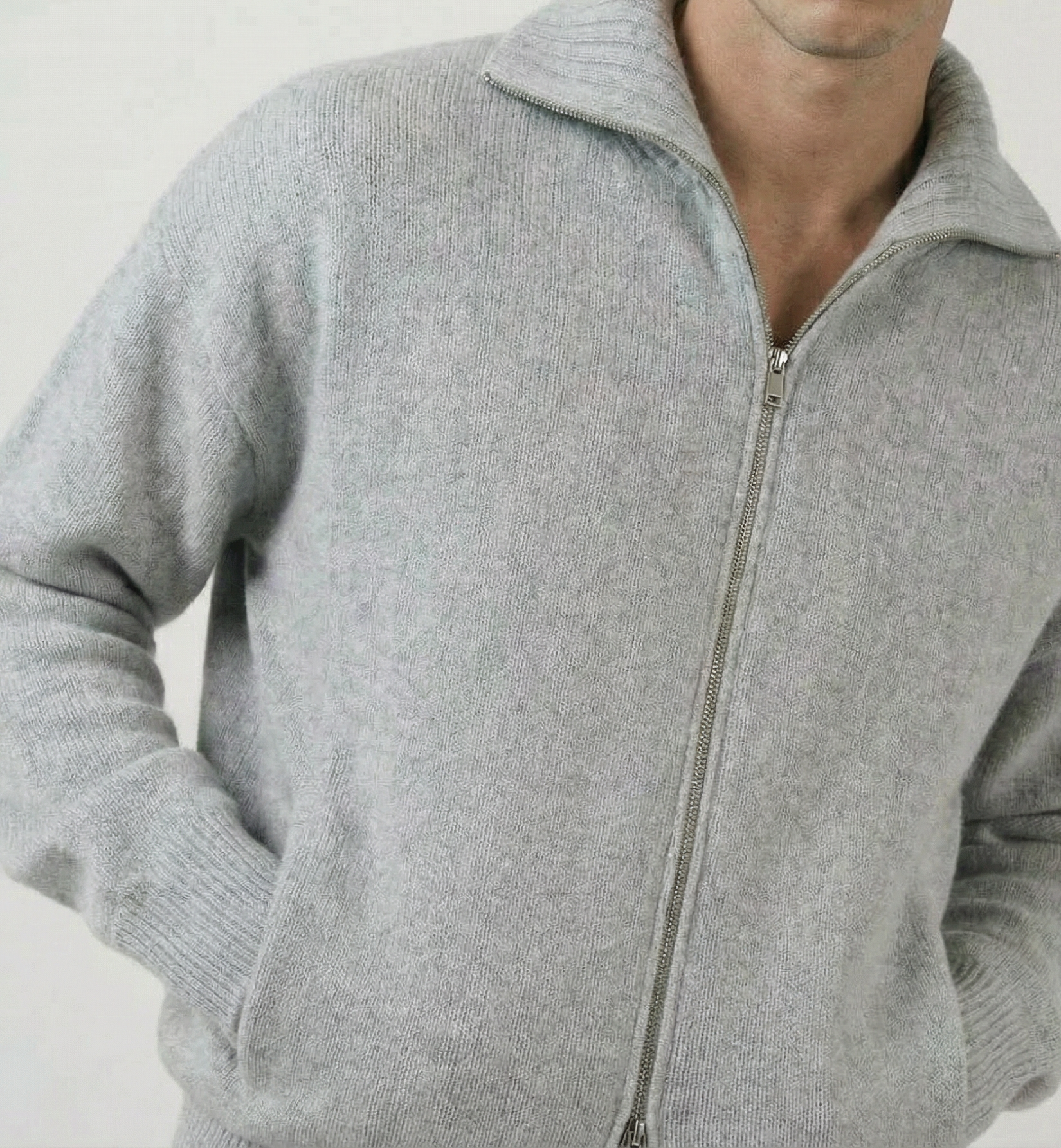 Portico Cardigan, Light Grey