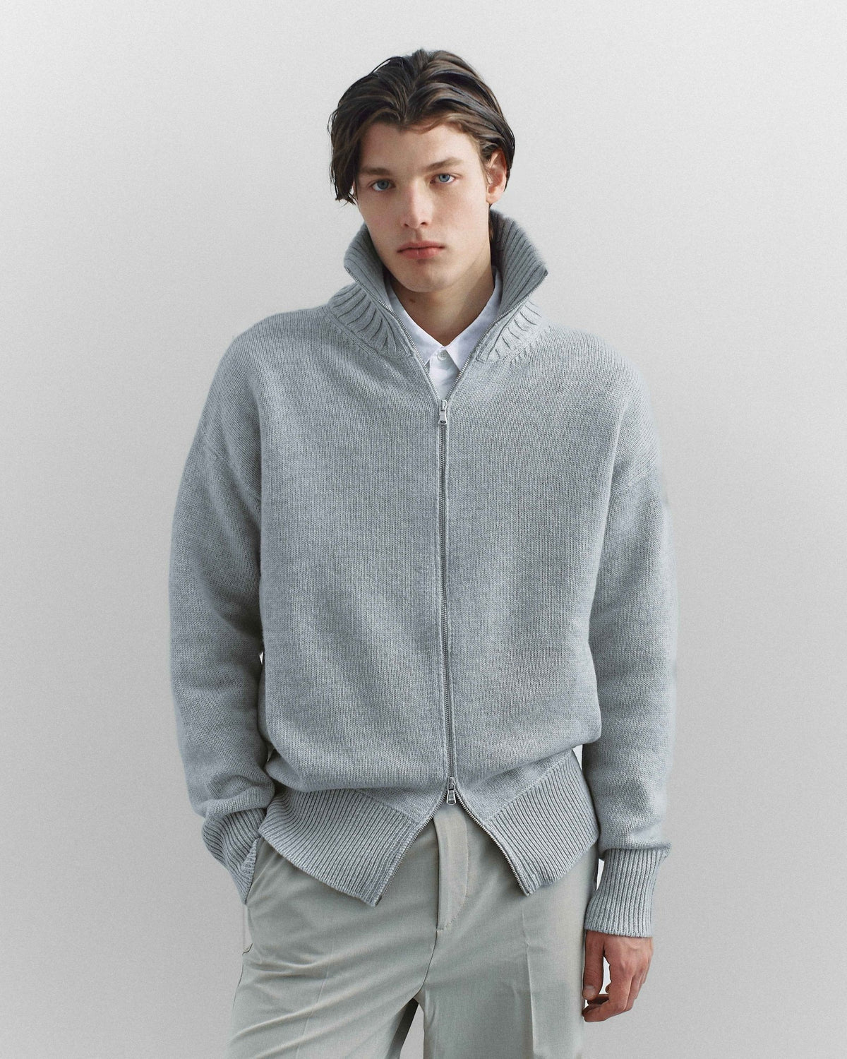 Portico Cardigan Light Grey - Casa Nodale