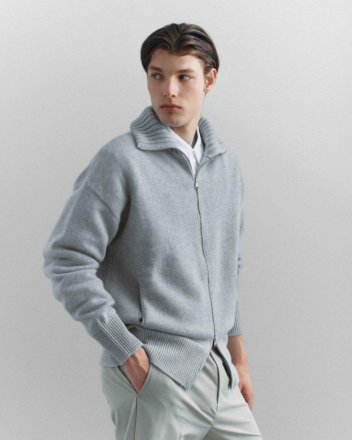 Portico Cardigan Light Grey - Casa Nodale